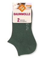 NUR DIE Damen Sneakersocken Baumwolle 2er Pack - weiß-grün - Größe 35-38