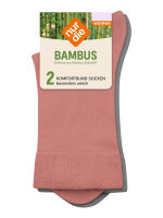 NUR DIE Damen Socken Bambus 2-Pack grau-rosa - Größe 35-38