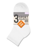 NUR DIE Unisex Sportsocken Kurzsocken 3er Pack - reinweiß - Größe 43-46