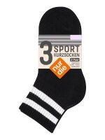 NUR DIE Unisex Sportsocken Kurzsocken 3er Pack - schwarz-grau - Größe 43-46