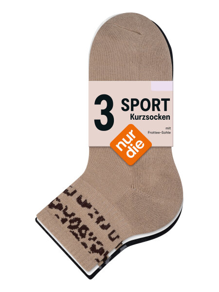 NUR DIE Unisex Sportsocken Kurzsocken 3er Pack - leo - Größe 35-38