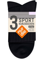NUR DIE Unisex Sportsocken Kurzsocken 3er Pack - schwarz-grau - Größe 43-46