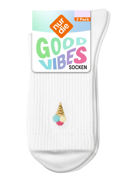 NUR DIE Unisex Socken Good Vibes 2er Pack - eis - Größe 35-38