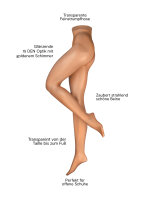NUR DIE Damen Strumpfhose Glow Effekt 15 DEN - amber - Größe 40