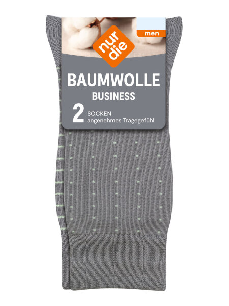 NUR DIE Herren Socken Business Baumwolle 2er Pack - grau gemustert - Größe 39-42
