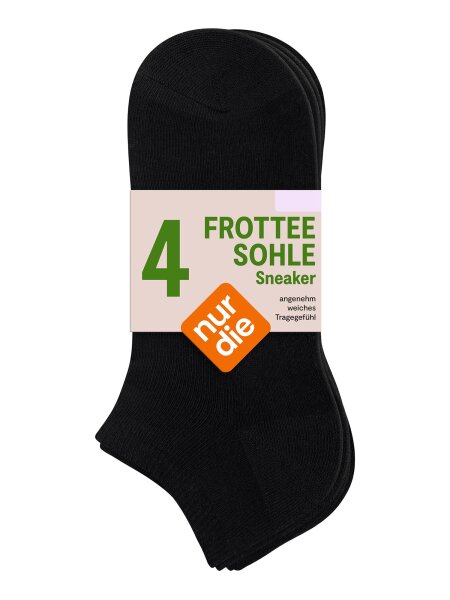 NUR DIE Unisex Sneakersocken Frotteesohle 4er Pack