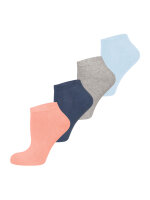 NUR DIE Unisex Sneakersocken Frotteesohle 4er Pack - mixblau-grau-pink - Größe 35-38