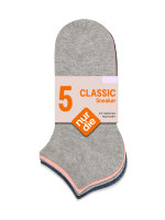NUR DIE Unisex Sneakersocken Classic 5er Pack - mix blau-grau-rosa - Größe 35-38
