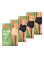 NUR DIE Damen Taillenslip Bio-Baumwolle GOTS-zertifiziert 4-Pack schwarz,beige1 - Größe 44-46