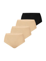 NUR DIE Damen Taillenslip Bio-Baumwolle GOTS-zertifiziert 4-Pack beige,schwarz1 - Größe 40-42