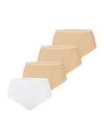 NUR DIE Damen Taillenslip Bio-Baumwolle GOTS-zertifiziert 4-Pack beige,weiß1 - Größe 40-42
