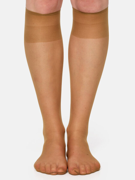 NUR DIE Damen Kniestrümpfe Seidenfein 15 DEN - bronze - one size