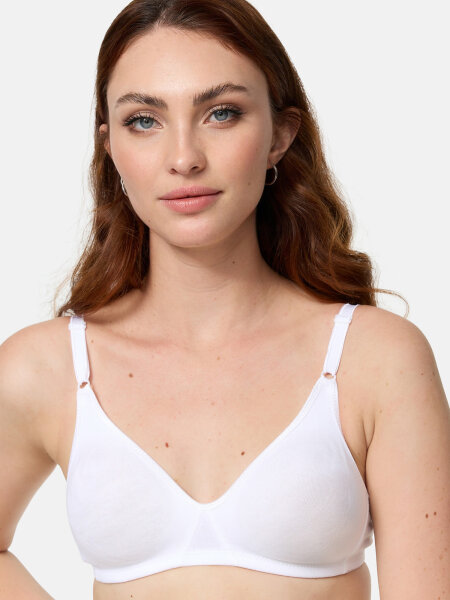 NUR DIE Damen BH ohne Bügel aus Baumwolle - weiß - 90 B