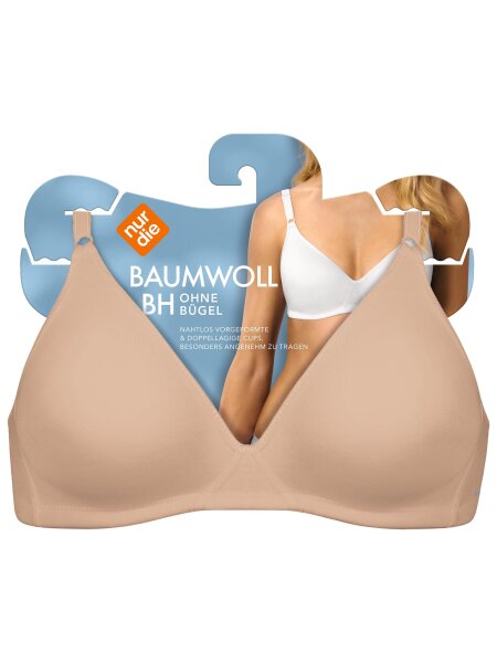NUR DIE Damen BH ohne Bügel aus Baumwolle - haut - 95 B
