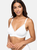 NUR DIE Damen Baumwoll Spitzen-BH ohne Bügel - weiß - 85 C