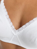 NUR DIE Damen Baumwoll Spitzen-BH ohne Bügel - weiß - 85 C