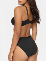 NUR DIE Damen Baumwoll Spitzen-BH ohne Bügel - schwarz - 90 B