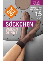 NUR DIE Damen Transparente Söckchen Seidenpunkt - schwarze Punkte - one size