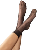 NUR DIE Damen Transparente Söckchen Seidenpunkt - schwarze Punkte - one size