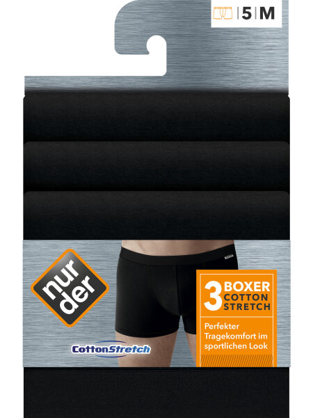NUR DER Boxer Cotton Strech 3er Pack - schwarz - Größe 7 | XL | 54