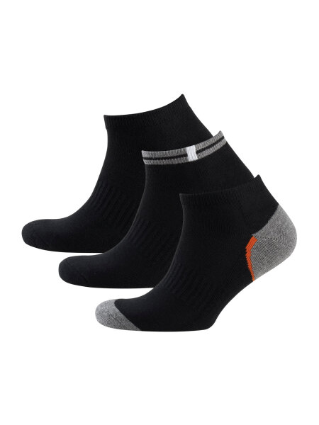 NUR DIE Herren Sneaker Socken Sport 3er Pack - schwarz - Größe 39-42